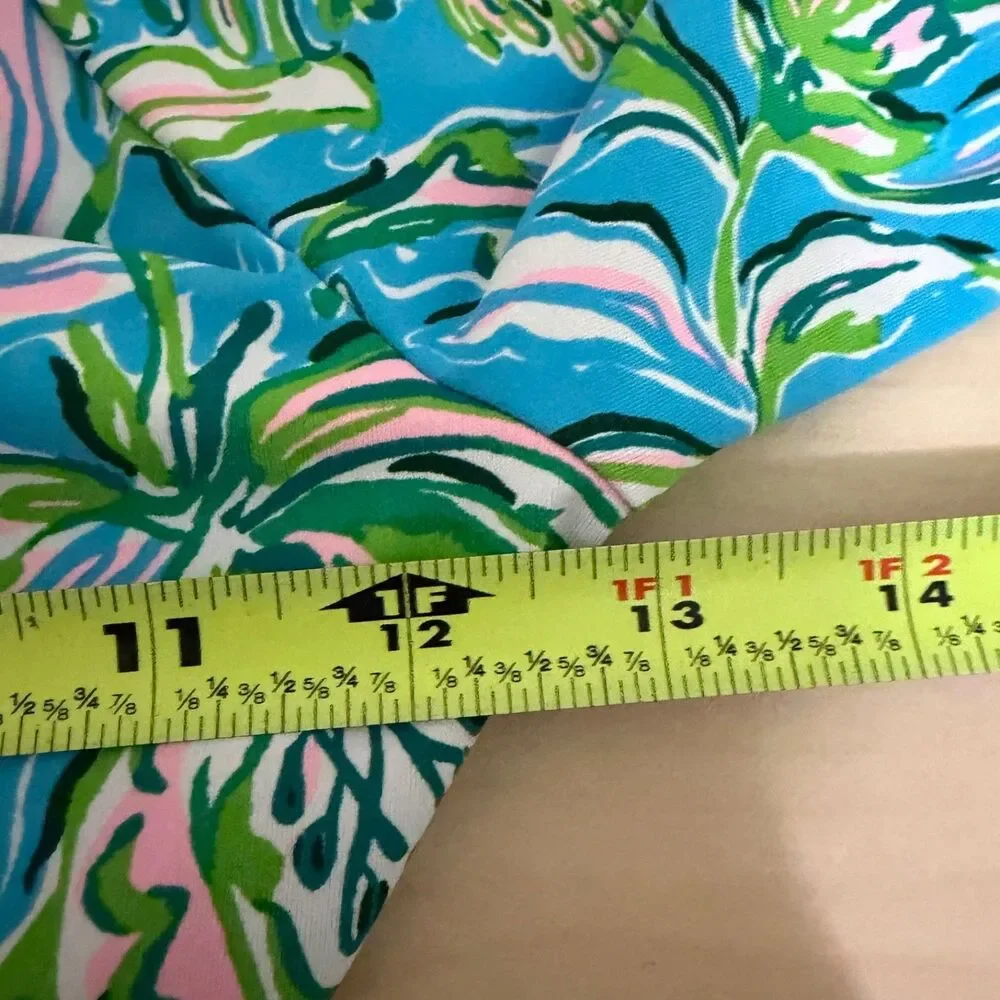 Lilly Pulitzer Rash Guard Top Girl's 8 Blue Colorful Floral Long Sleeve
